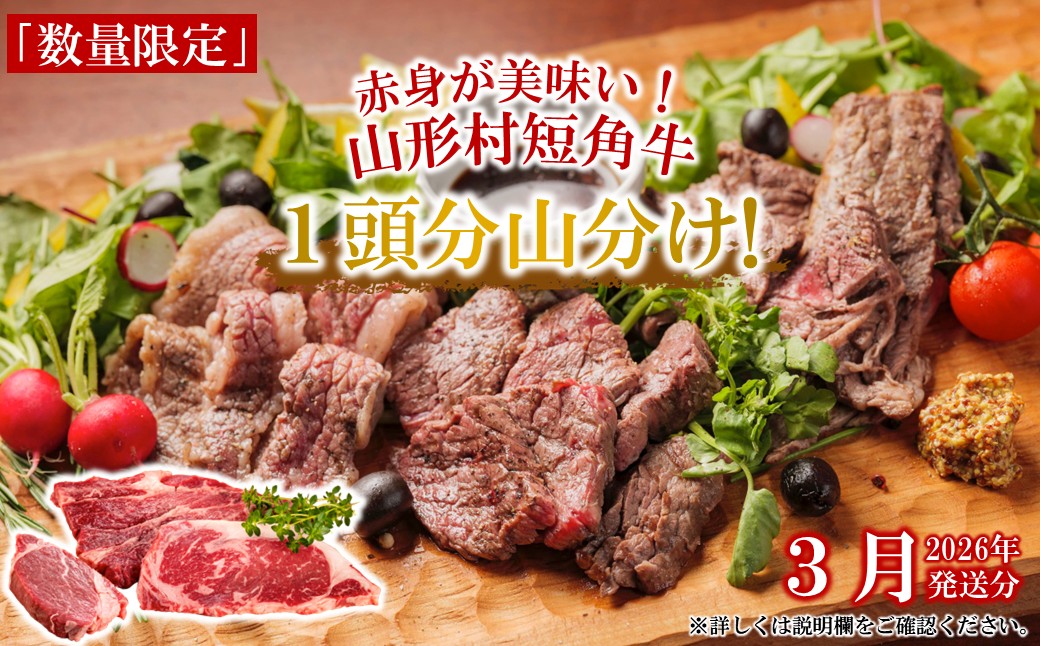 【山形村短角牛消費拡大応援企画品】山形村短角牛まるまる1頭山分けセット（３月お届け分）