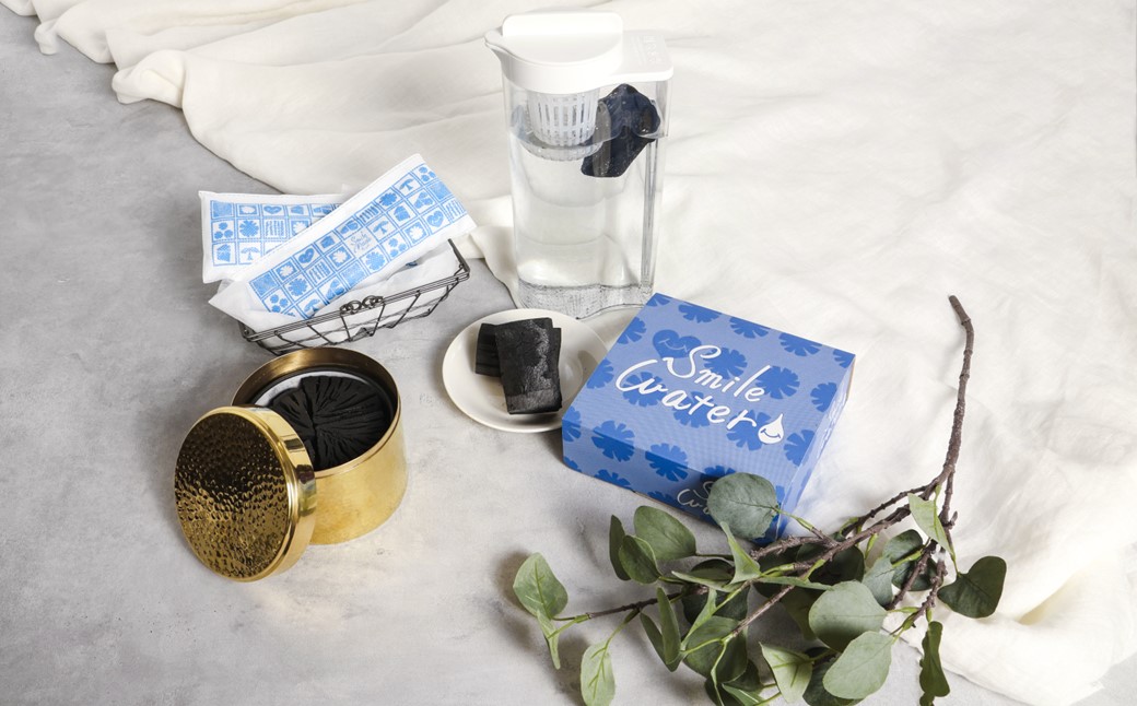 【インテリアとして寝室や玄関にも】呼吸炭手仕事ポット（真鍮）セット