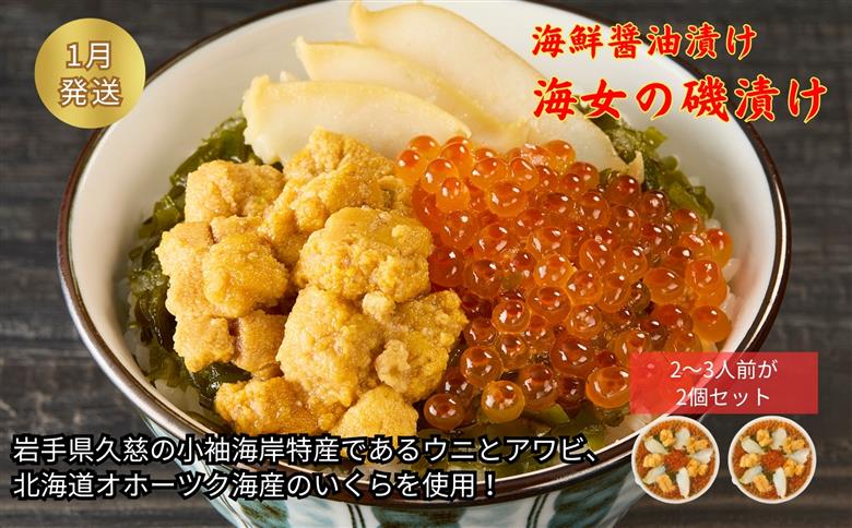 《 １月発送分 》「海女の磯漬け 250g×2箱セット」海鮮 醤油漬け 海の幸 丼の具 うに あわび めかぶ いくら ミックス ギフト 個包装 詰め合わせ 時短 おかず ごはん お茶漬け 冷凍 長期保存 人気 ランキング おいしい おつまみ 【１月発送分】