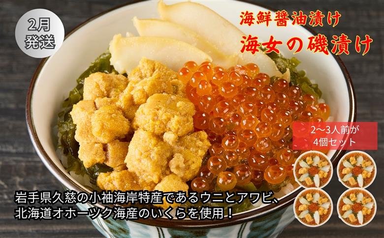 《 ２月発送分 》「海女の磯漬け 250g×4箱セット」海鮮 醤油漬け 海の幸 丼の具 うに あわび めかぶ いくら ミックス ギフト 個包装 詰め合わせ 時短 おかず ごはん お茶漬け 冷凍 長期保存 人気 ランキング おいしい おつまみ 【２月発送分】