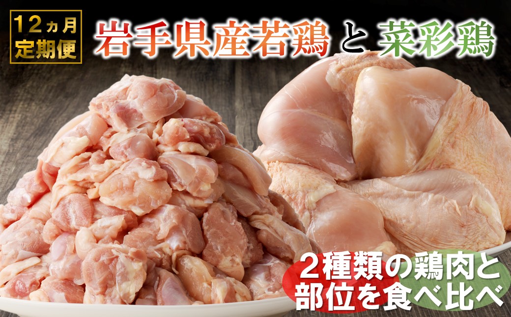 【12カ月定期便】菜彩鶏と岩手県産若鶏 食べ比べ定期便 12ヵ月定期便
