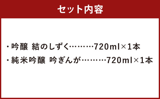 【南部美人】吟醸 結のしずく＆純米吟醸 吟ぎんが（720ml×2本・計1440ml）ギフト箱入／ 贈答品 お酒 日本酒 アルコール ギフト 飲み比べ お取り寄せ ギフト箱入り