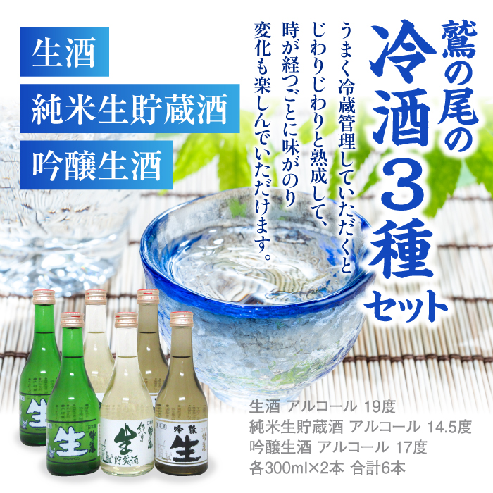 鷲の尾 冷酒 300ml 3種6本セット ／ 澤口酒店 地酒 日本酒 飲み比べ わしの尾
