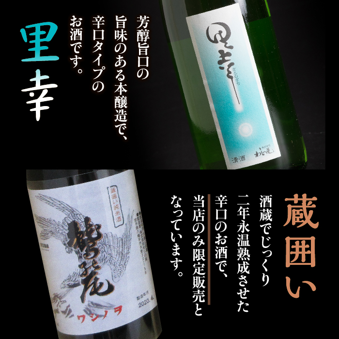 鷲の尾 里幸 720ml・蔵囲い 720ml 各1本 ／ 澤口酒店 地酒 日本酒 飲み比べ わしの尾