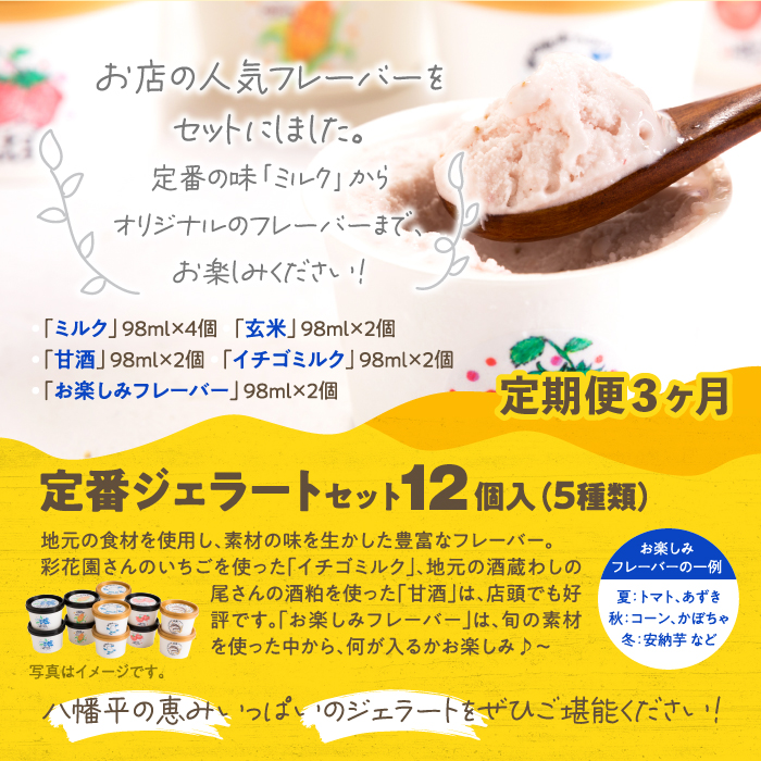 定番ジェラート定期便 12個入り×3回【アイス工房Nollegretto】