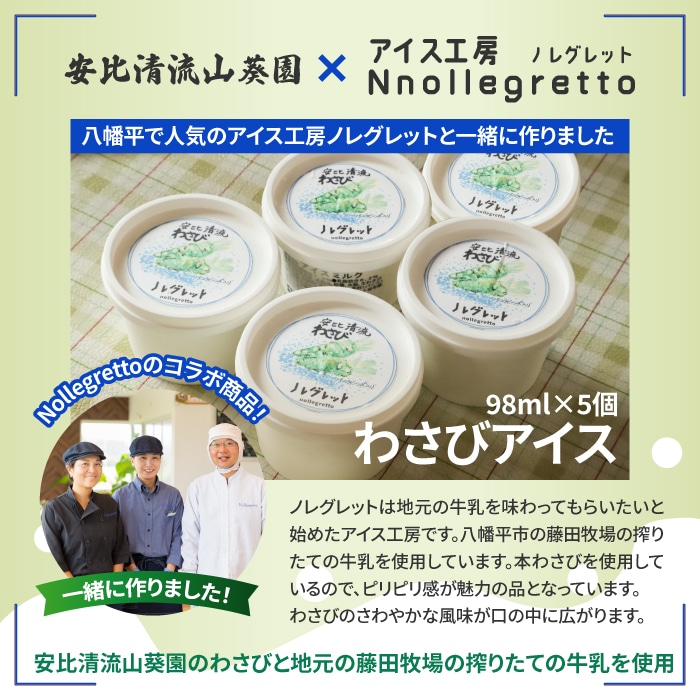 安比清流わさびアイス5個セット 【安比清流山葵園】 ／ 山葵 ワサビ アイスクリーム スイーツ デザート