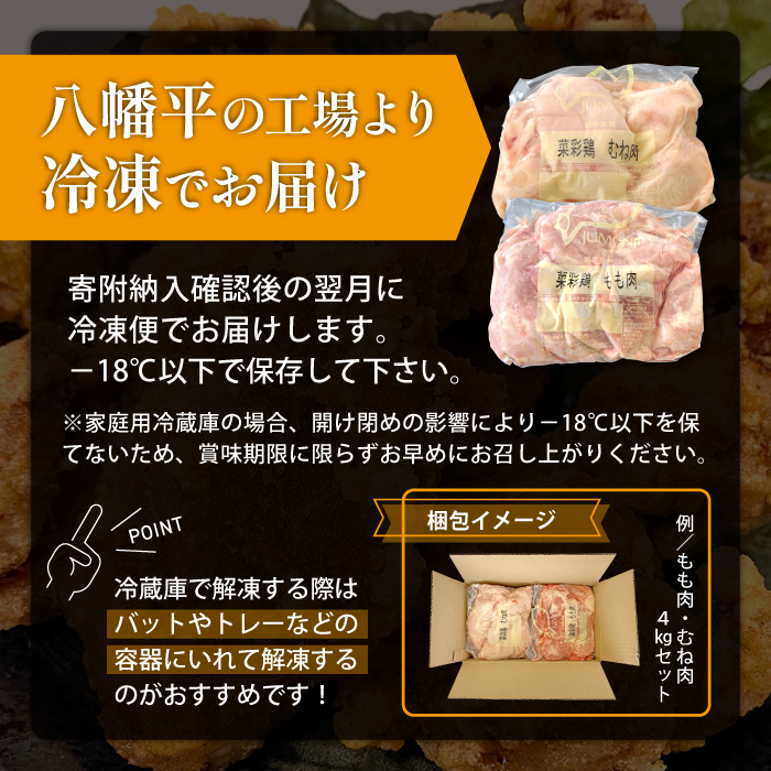 岩手県産 「菜彩鶏」 もも肉4kgセット（1kg×4袋）
