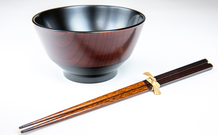 漆器 4寸椀 ＆ 半塗箸 セット 【浅野奈生】 ／ 漆塗り 漆塗 食器 和食器 椀 お椀 漆椀 箸 お箸