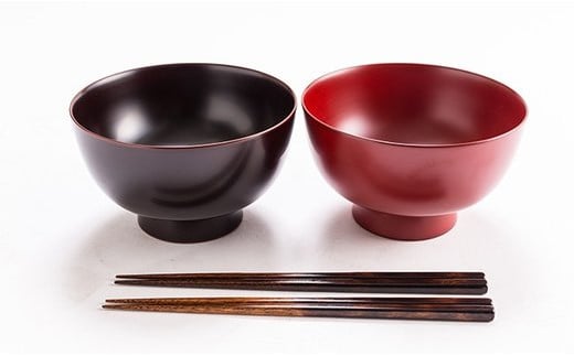 【安比塗漆器】 5寸そば椀 いぶり箸 セット ／ そば椀 蕎麦椀 5寸椀 箸 はし お箸 おはし どんぶり 丼ぶり 漆器 漆塗 伝統工芸品 食器 和食器 ペア