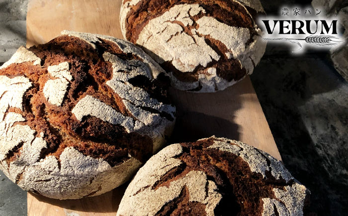 薪窯パン 有機ライ麦 2個 × 3ヶ月定期便 【 農家パン VERUM 】 ／ パン ぱん ブレッド ベーカリー 古代小麦 薪窯 薪窯焼き 薪窯焼 石窯パン 石窯 卵不使用 乳製品不使用 乳不使用