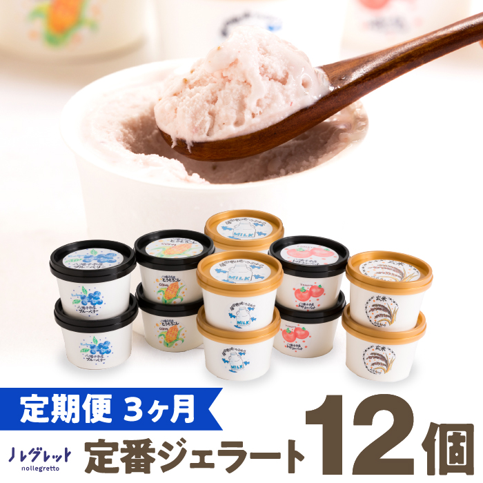定番ジェラート定期便 12個入り×3回【アイス工房Nollegretto】