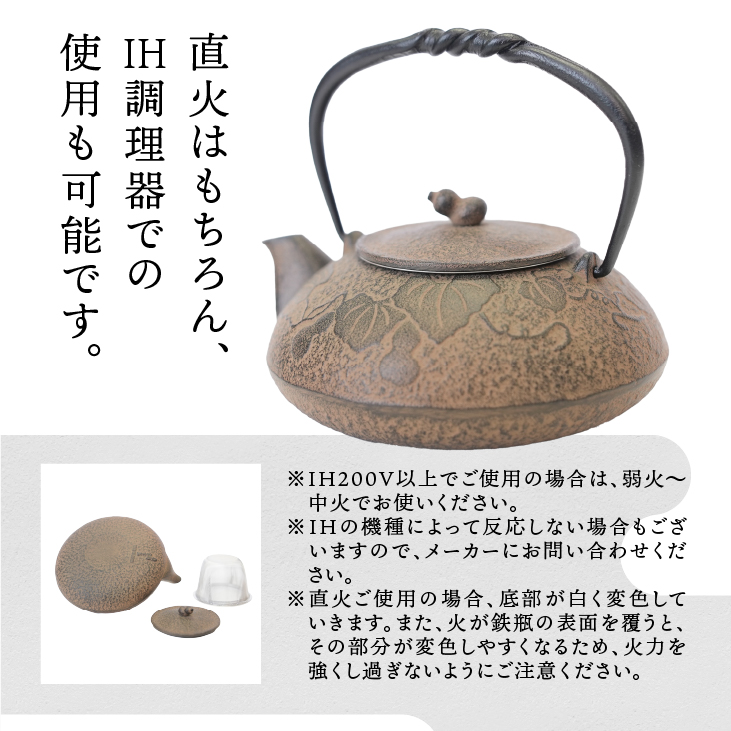 南部鉄器 鉄瓶 ひさご （茶こし付き） 0.5L 【及富作】 IH調理器 伝統工芸品 やかん ケトル キッチン用品 食器 日用品 雑貨 [AK003]