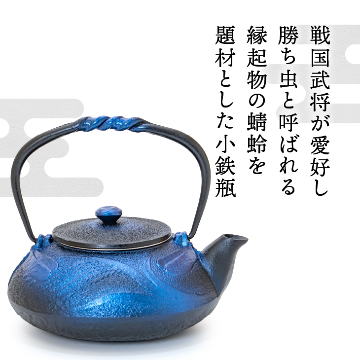 南部鉄器 鉄瓶 蜻蛉 瑠璃色 0.5L [AK040]