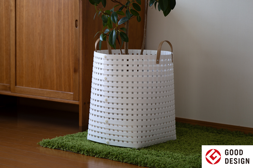 暮らしを豊かにするシンプルで美しいかご ハンドル付き L ホワイト 岩手県奥州市産 バンドシー Bandc [AR002]