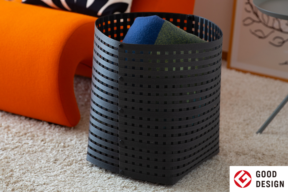 暮らしを豊かにするシンプルで美しいかご L ブラック 岩手県奥州市産 バンドシー Bandc [AR016]