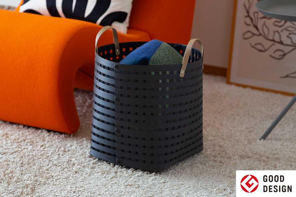 暮らしを豊かにするシンプルで美しいかご ハンドル付き M ブラック 岩手県奥州市産 バンドシー Bandc [AR021]