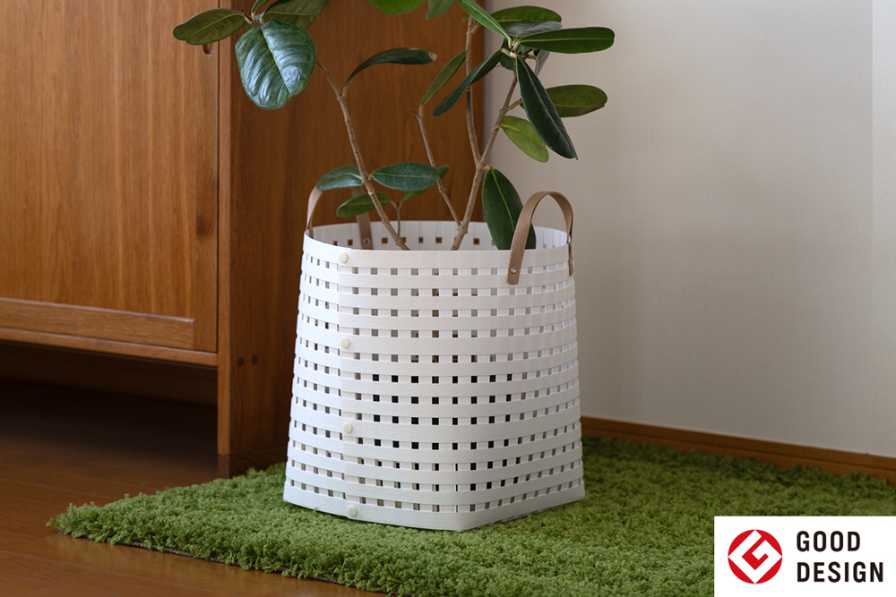 暮らしを豊かにするシンプルで美しいかご ハンドル付き M ホワイト 岩手県奥州市産 バンドシー Bandc [AR022]