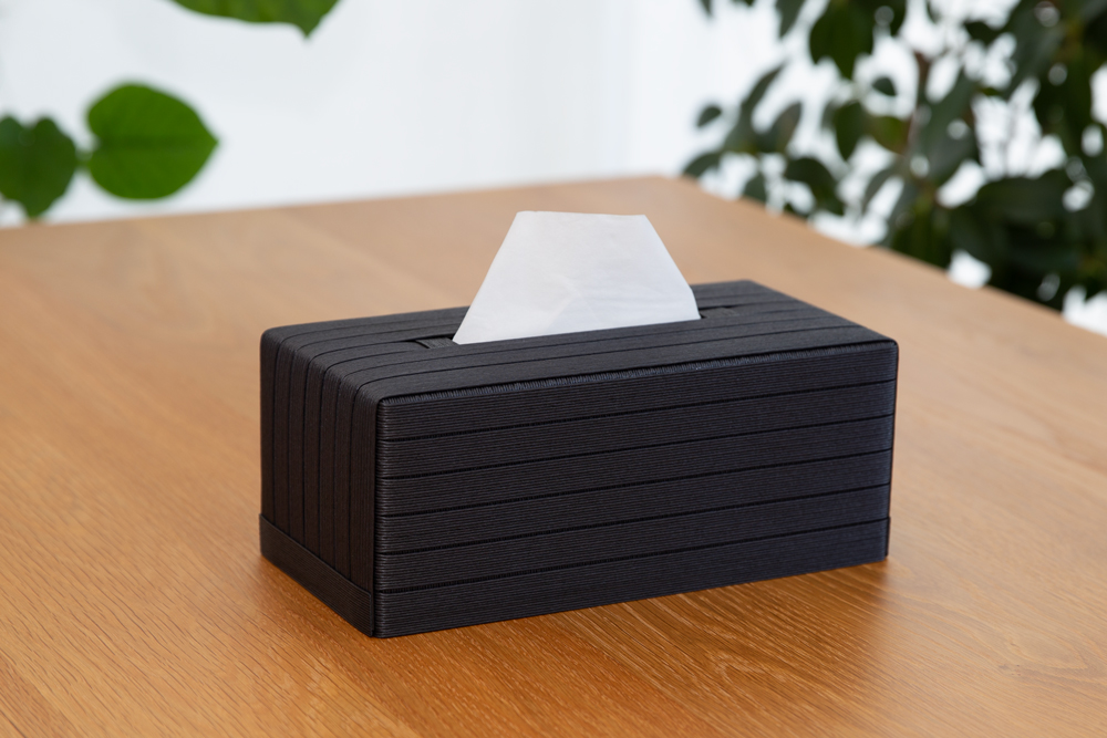 心地よい暮らしをつくる ティッシュケース Grande ブラック 岩手県奥州市産 バンドシー Bandc 鼻セレブ エリエール 贅沢保湿 に対応 [AR102]