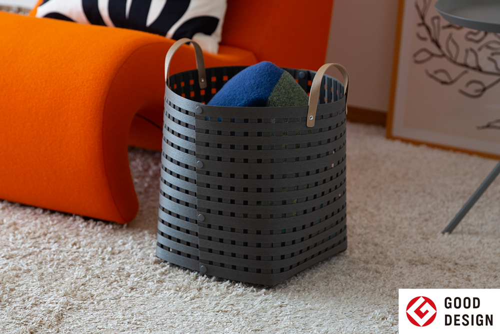 暮らしを豊かにするシンプルで美しいかご ハンドル付き M チャコールグレー 岩手県奥州市産 バンドシー Bandc [AR127]