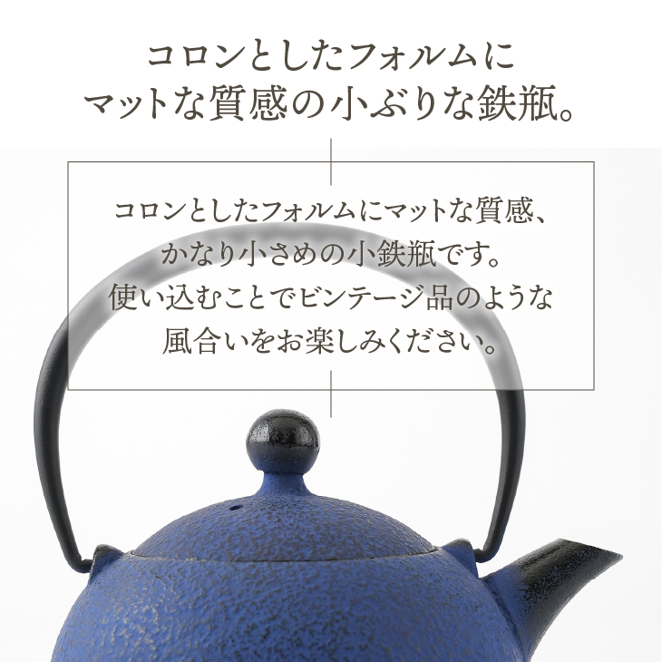 【ふるさと納税限定カラー】南部鉄器 鉄瓶 なごみ 0.6L 黒紺 伝統工芸品[Y0081]