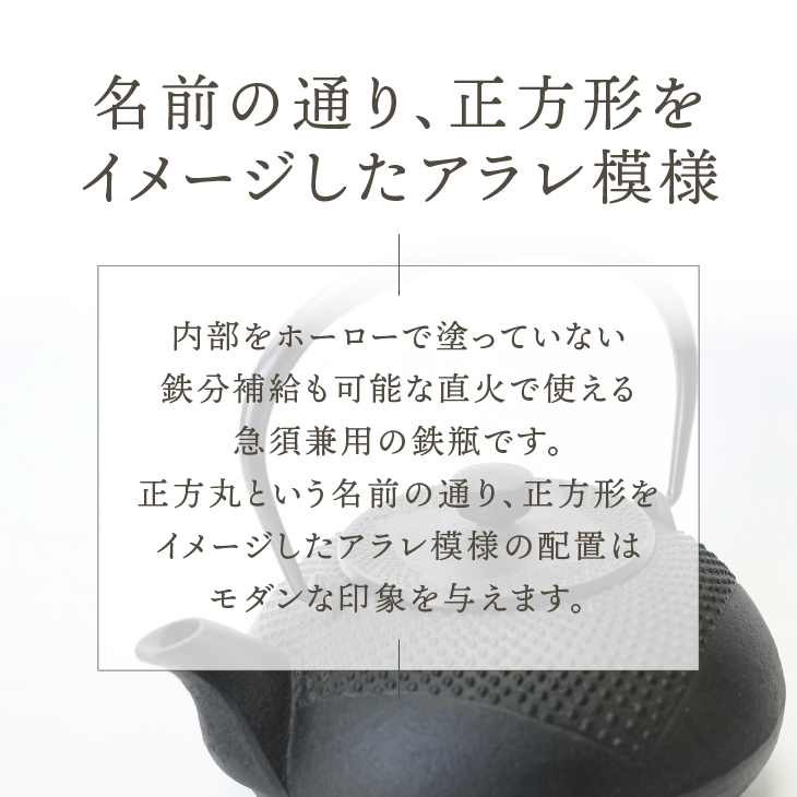 南部鉄器 鉄瓶 正方丸あられ 0.7L [AK041]