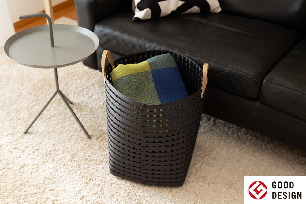 暮らしを豊かにするシンプルで美しいかご ハンドル付き L ブラック 岩手県奥州市産 バンドシー Bandc [AR001]