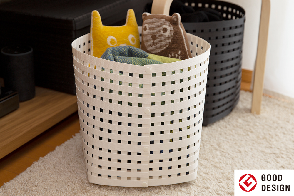 暮らしを豊かにするシンプルで美しいかご M ホワイト 岩手県奥州市産 バンドシー Bandc [AR004]