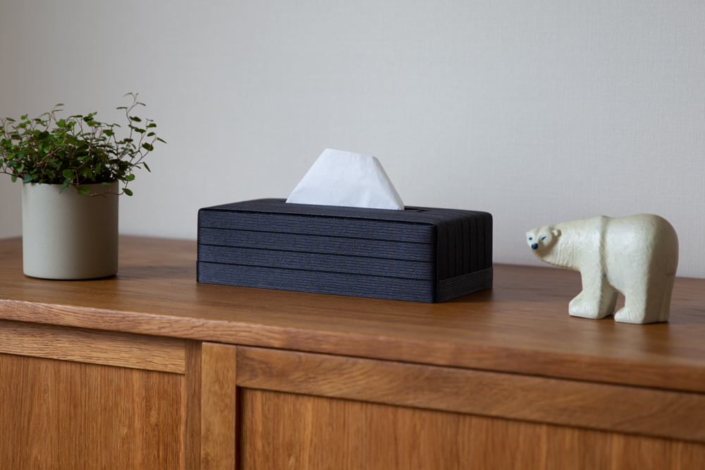 心地よい暮らしをつくる ティッシュケース ブラック 岩手県奥州市産 バンドシー Bandc クリネックス エリエール ネピア エルモア に対応 [AR081]