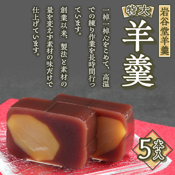 明治36年創業 菊泉堂の岩谷堂羊羹　特大羊羹 5本入 伝統和菓子[V0001]