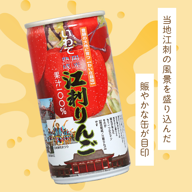 陽光熟成江刺りんごジュース(195ml×30缶) 江刺産サンふじ使用 ストレート果汁100％[A0048]