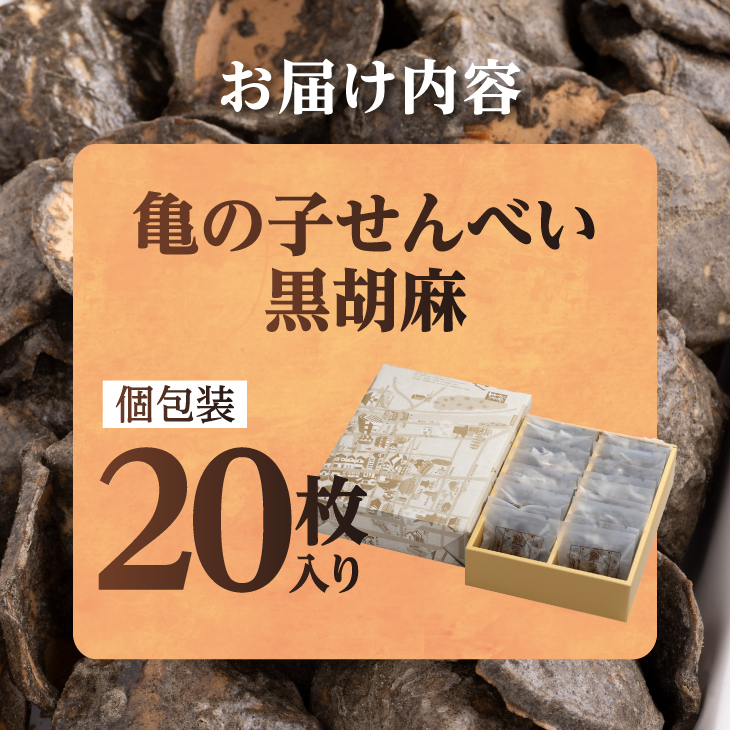 亀の子 煎餅 黒胡麻 20枚入り 個包装 [CD003]