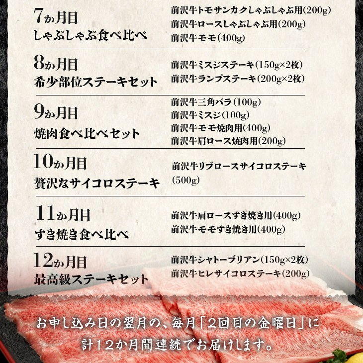 前沢牛極上定期便 シャトーブリアンが入った贅沢堪能12カ月コース（全12回）離島配送不可 [U0085]