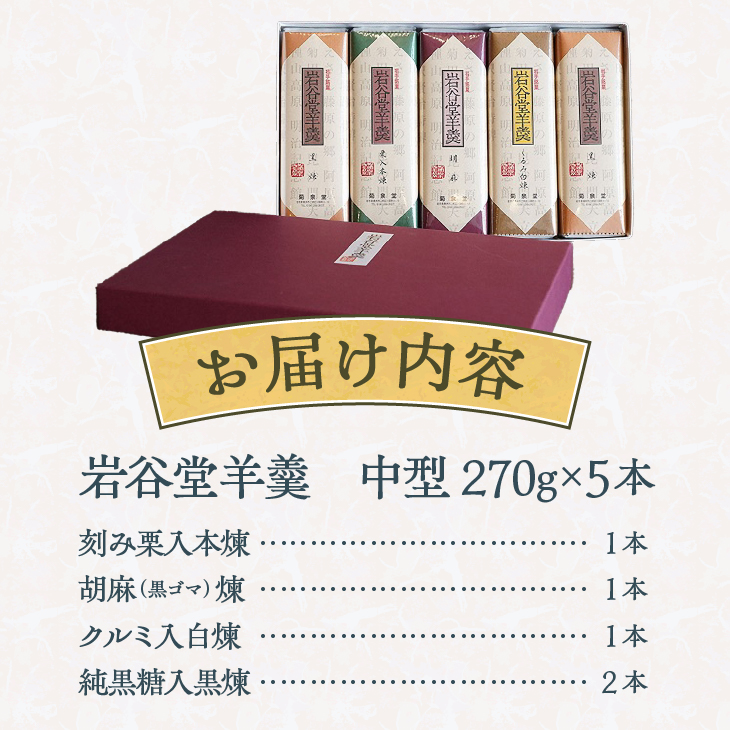 明治36年創業 菊泉堂の岩谷堂羊羹 中型羊羹5本入 伝統和菓子[V0005]