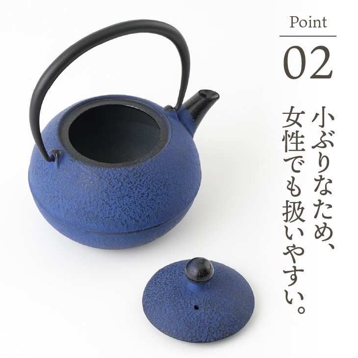 【ふるさと納税限定カラー】南部鉄器 鉄瓶 なごみ 0.6L 黒紺 伝統工芸品[Y0081]