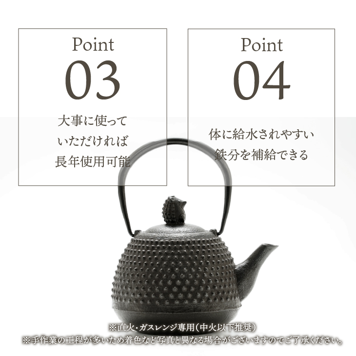 南部鉄器 鉄瓶 ハリネズミ 0.9L【村上 怜 作】 伝統工芸品 [Y0100]