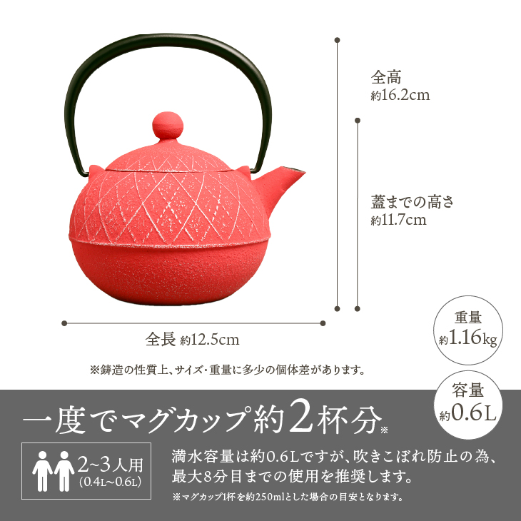 南部鉄器 急須 アーガイル（ローズピンク） 0.6L 【及春鋳造所 作】 伝統工芸品 キッチン用品 食器 日用品 雑貨[Y0039]