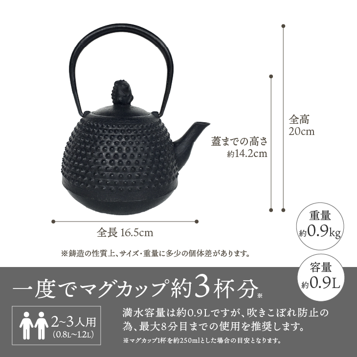 南部鉄器 鉄瓶 ハリネズミ 0.9L【村上 怜 作】 伝統工芸品 [Y0100]