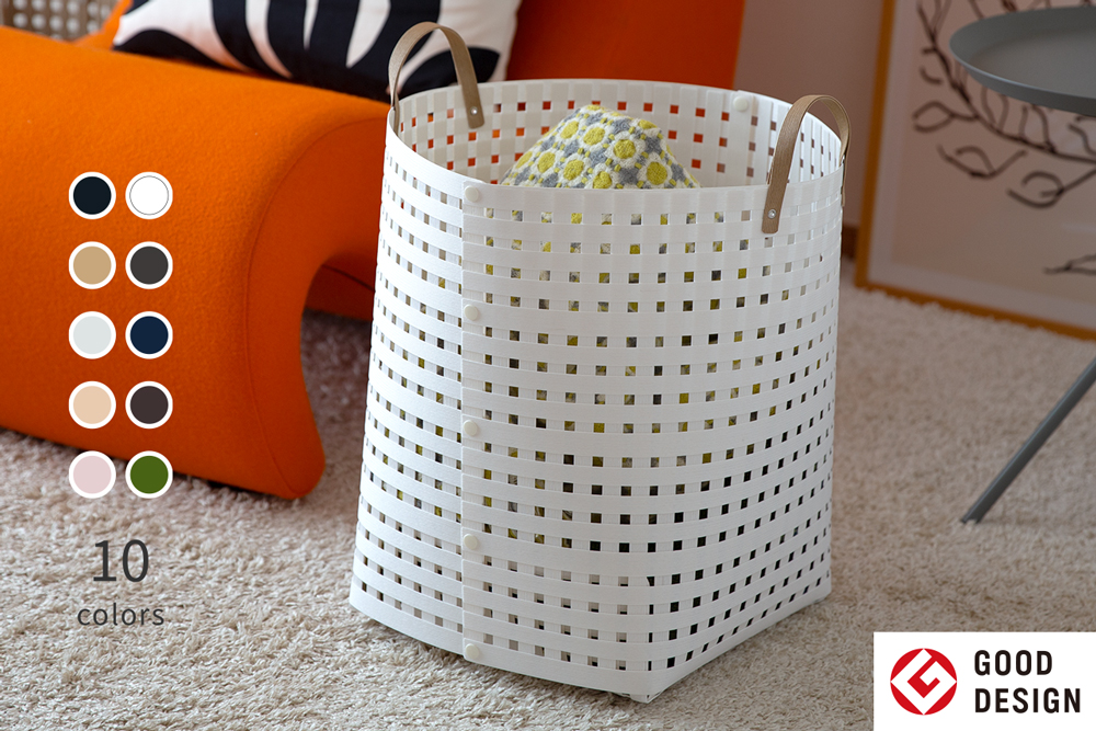 暮らしを豊かにするシンプルで美しいかご ハンドル付き L ホワイト 岩手県奥州市産 バンドシー Bandc [AR002]