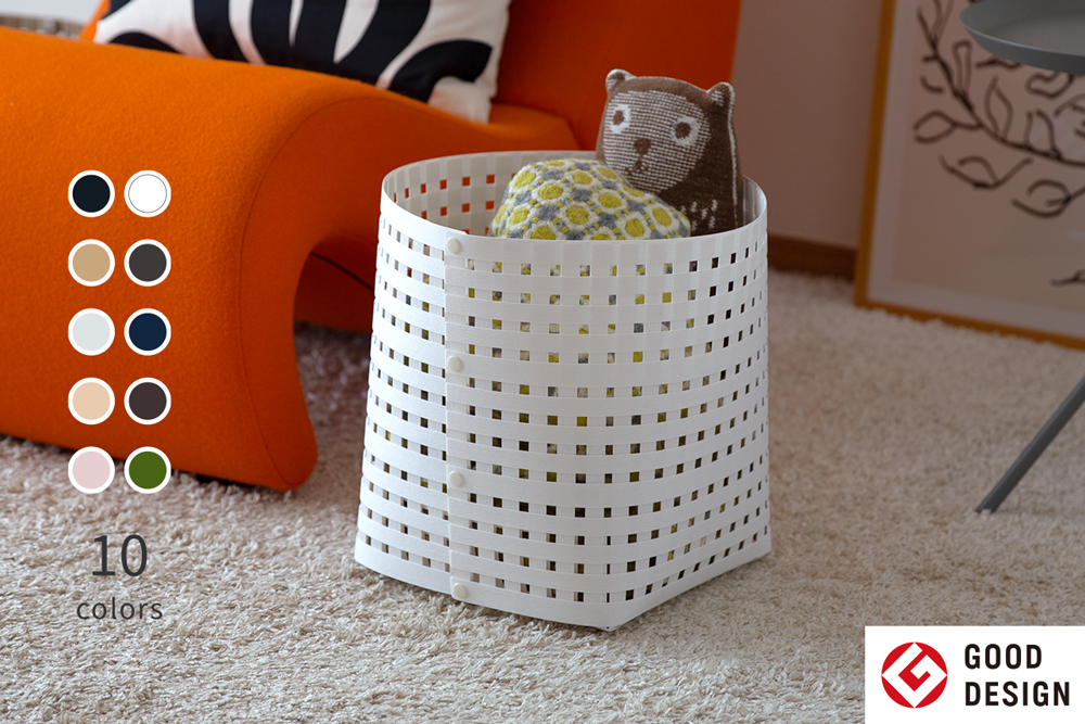 暮らしを豊かにするシンプルで美しいかご M ホワイト 岩手県奥州市産 バンドシー Bandc [AR004]