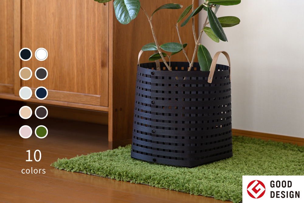 暮らしを豊かにするシンプルで美しいかご ハンドル付き M ブラック 岩手県奥州市産 バンドシー Bandc [AR021]