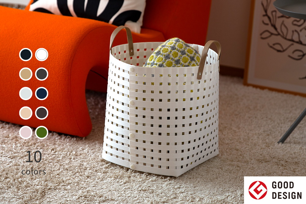 暮らしを豊かにするシンプルで美しいかご ハンドル付き M ホワイト 岩手県奥州市産 バンドシー Bandc [AR022]