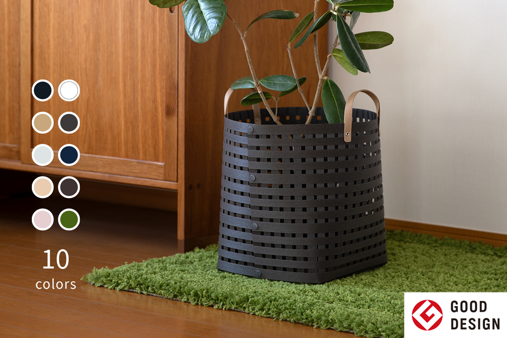 暮らしを豊かにするシンプルで美しいかご ハンドル付き M チャコールグレー 岩手県奥州市産 バンドシー Bandc [AR127]