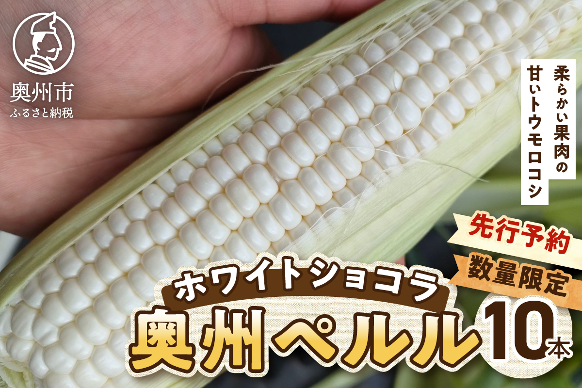 【先行予約】白いとうもろこし 奥州ペルル ( ホワイトショコラ ) 10本【数量限定】2026年7月中旬から出荷 離島配送不可 [T0012]