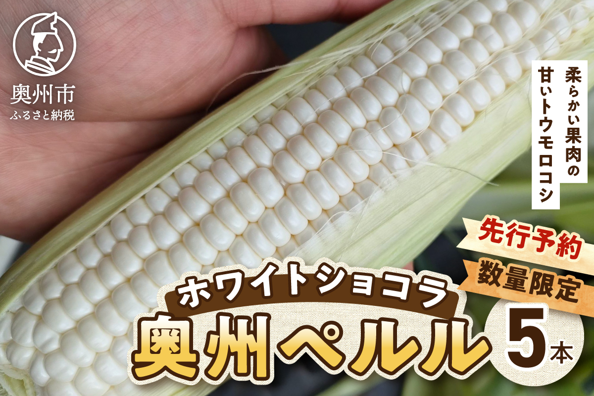 【先行予約】白いとうもろこし奥州ペルル(ホワイトショコラ) 5本【数量限定】2026年7月中旬から出荷 離島配送不可 [T0028]