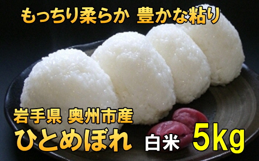 [12月5日より価格改定予定][令和6年産][白米5kg]人気沸騰の米 岩手県奥州市産ひとめぼれ 令和6年産 白米5キロ[7日以内発送] [AC013]