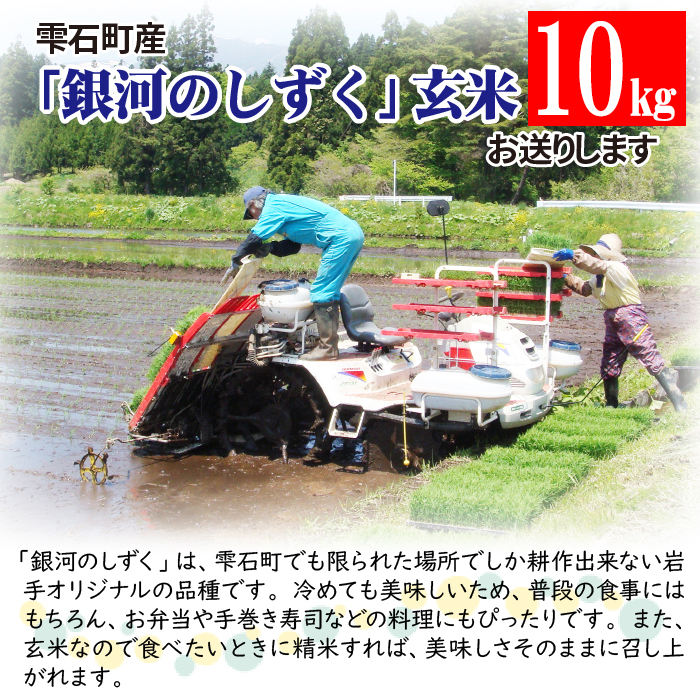 数量限定 岩手県産 銀河のしずく 玄米 10kg 【ユニティファーム】 米 こめ コメ スーパーフード ヘルシー ごはん ご飯 ライス 国産 産地直送 農家直送 期間限定 おにぎり 弁当 おすすめ 人気 10キロ １０ｋｇ １０キロ 単一原料米 仕送り