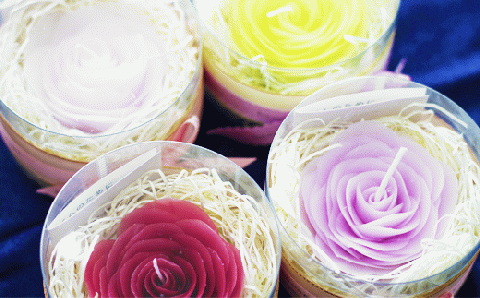 キャンドル２種詰合せセット《角柱》（自家製花使用）【hanamiyuki】 / フラワーキャンドル ろうそく ギフト プレゼント