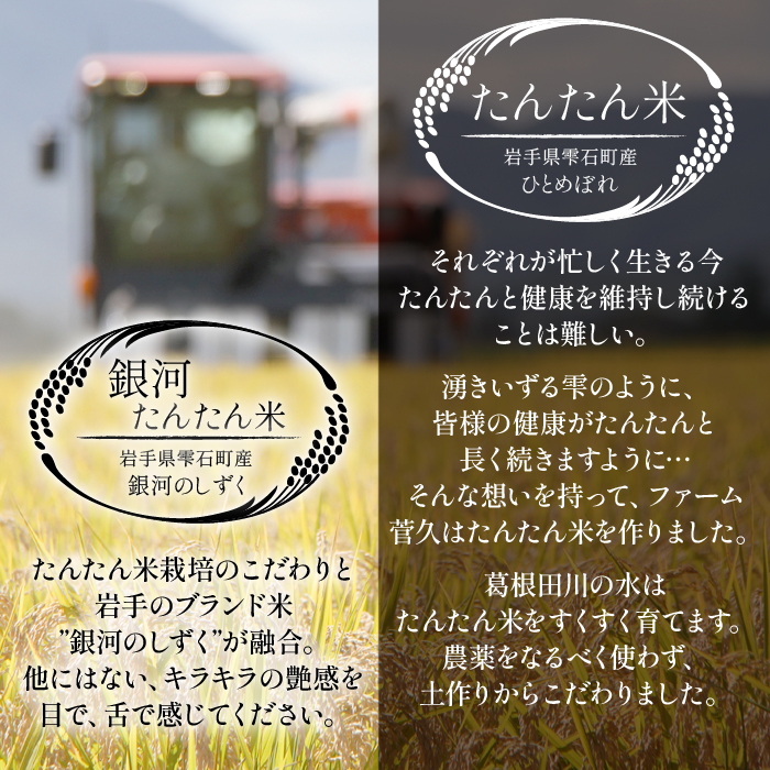 【2025年10月中旬より発送】 新米 たんたん米 ひとめぼれ & 銀河たんたん米 銀河のしずく 各 5kg 1袋 【ファーム菅久】 ／ 玄米 米 健康食 鮮度長持ち 10kg