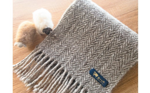 無染色ウールマフラー【手紡ぎ手織り ホームスパン】/ マフラー 男女兼用 ロングマフラー ホームスパン