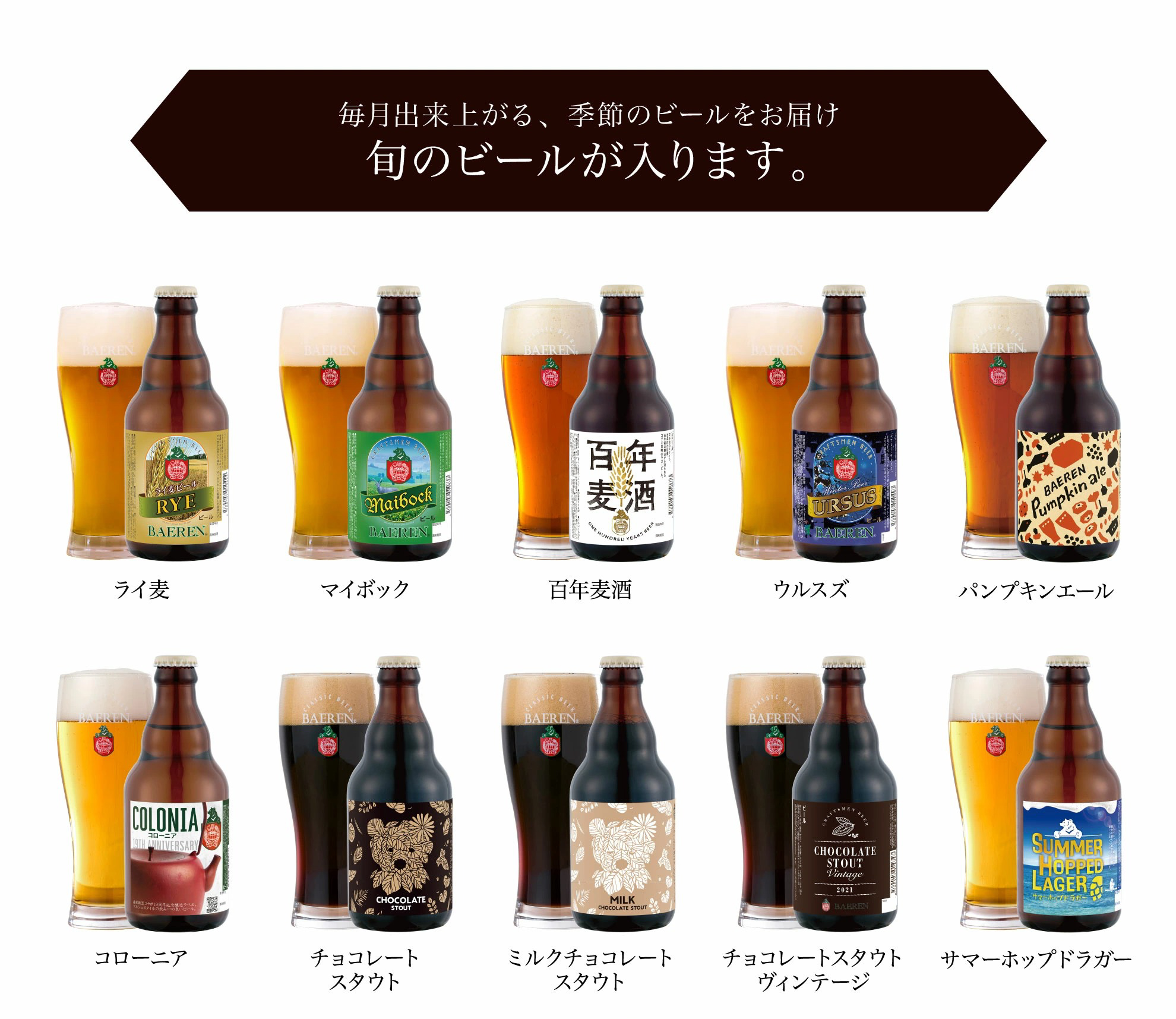 ベアレンビール 飲み比べ 330ml 12本 ギフト用 ／ 酒 ビール クラフトビール 地ビール 瓶ビール 瓶 お酒 味比べ セット １２本 ラガー ラガービール エクスポート ドルトムンダー 黒ビール シュバルツ 国産 国内製造 定番 季節限定 限定ビール 限定 おまかせ お取り寄せ ギフト プレゼント 贈答用 贈り物 人気 おすすめ